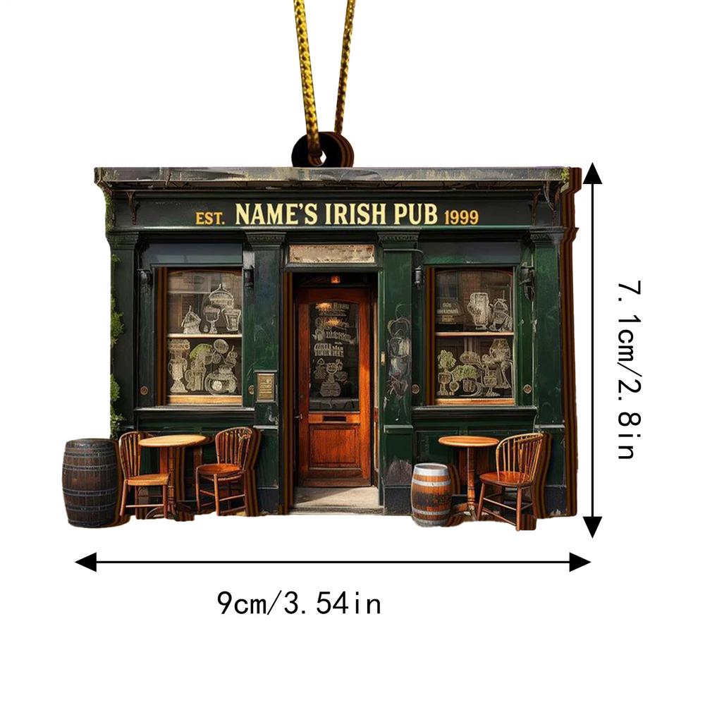 

Irish Bar Ornaments Christmas Tree Wooden Ornaments Irish Pub Decor Ireland Green Ornaments Exquisite Festive Rear View Ornament чёрный