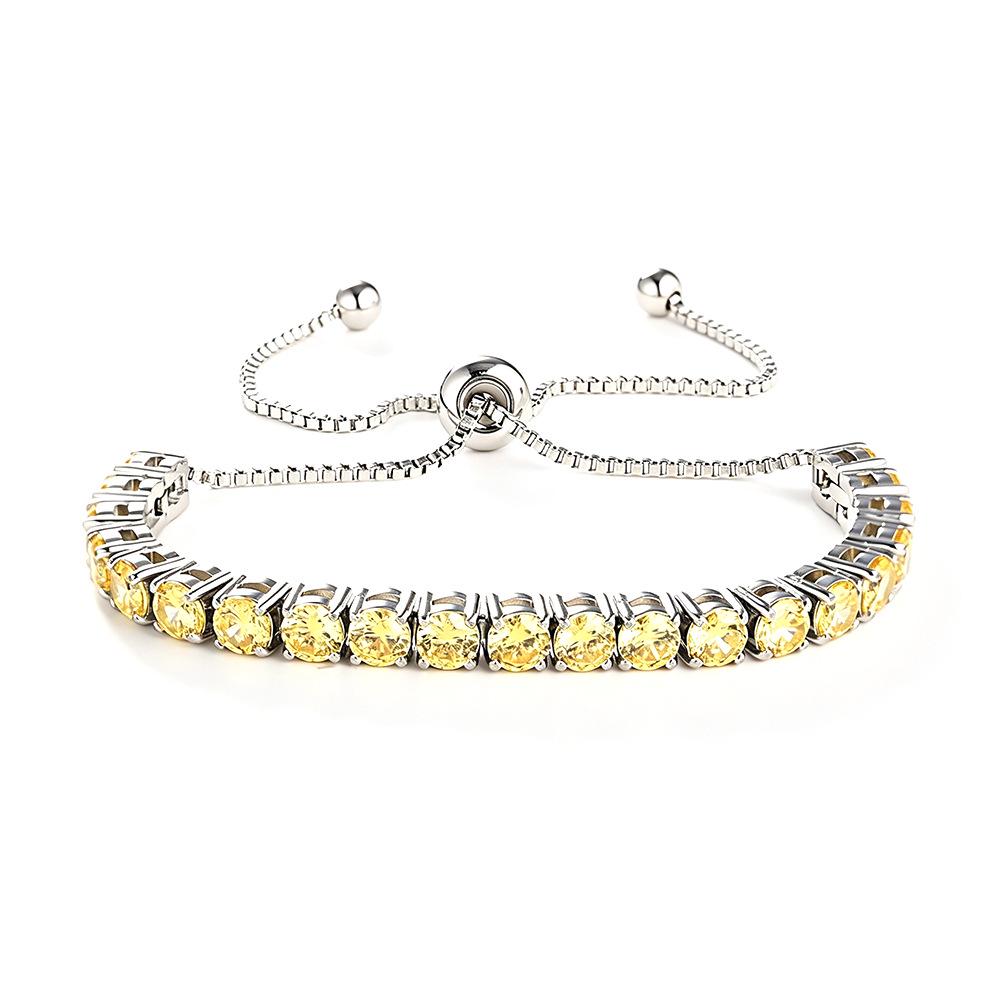 Elegant 4mm Zircon Women's Adjustable Stainless Steel Bracelet