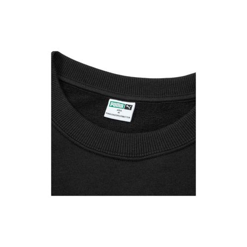 PUMA Women's Black Solid Color Embroidered Crew Neck Long Sleeve Sweatshirt
