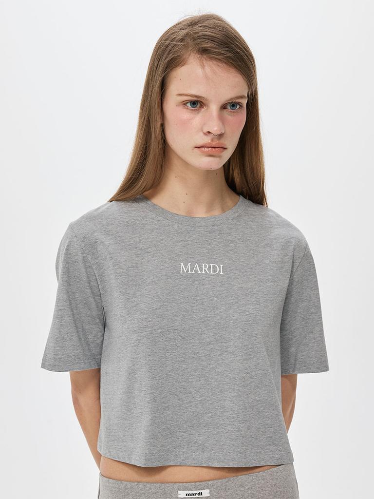 [mardimercredi] Cropped Basic T-shirt Mardi Serif Logo_Grey