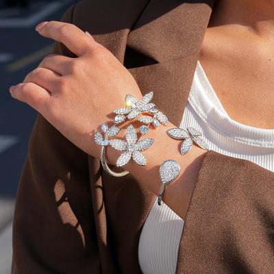 Diamond-set Irregular Flower Opening Bracelet Cold Wind Bracelet Jewelry