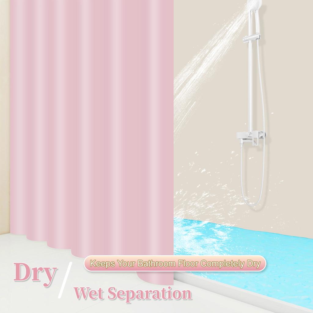 1Pc Minimalist Light Pink Shower Curtains, Basic Soild-Color Waterproof Bathroom Accessories