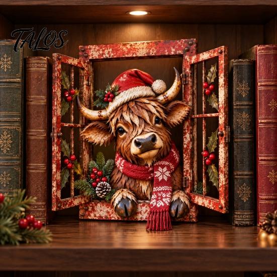Decorative Accents Funny Pet Window Ornament for Christmas, Festive Table Office Holiday Decoration Decor Home Living Room Display