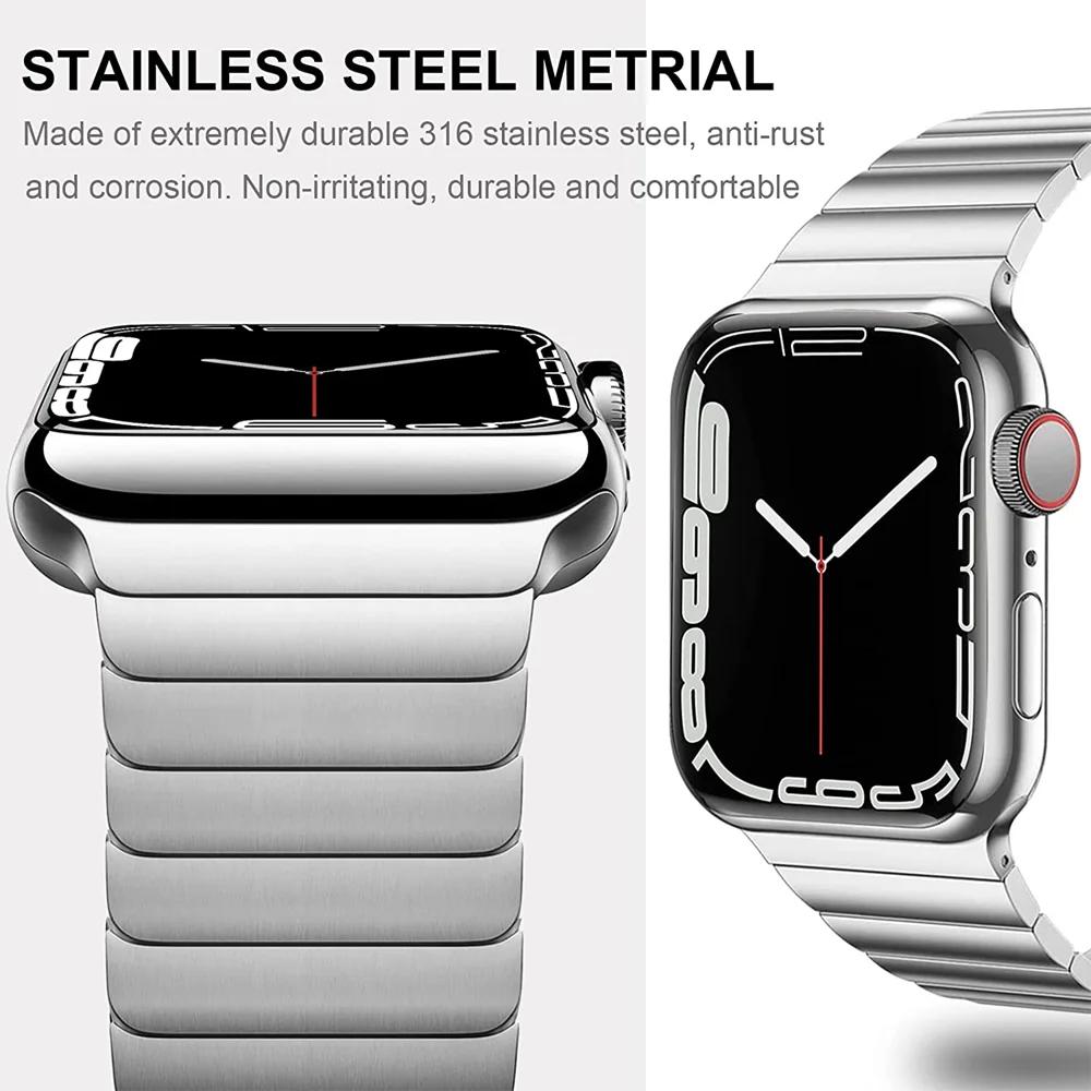 Titanium Color Stainless Steel Strap For Apple Watch Band Ultra2 49mm 45mm 44mm 42mm 41mm 40mm Link Bracelet IWatch 9 8 7 6 SE 5