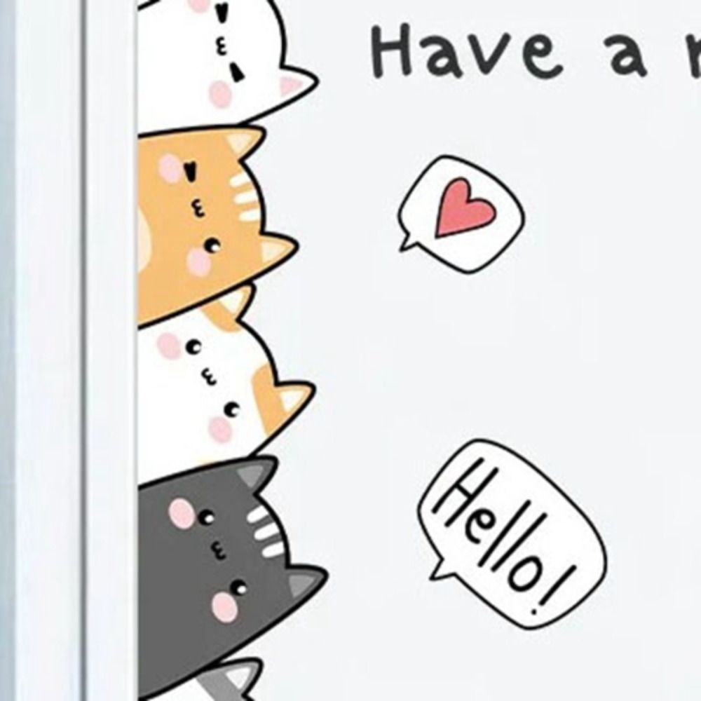 Cute Cat Wall Stickers Self Adhesive Door Sticker Creative Wallpapers  Children's Room