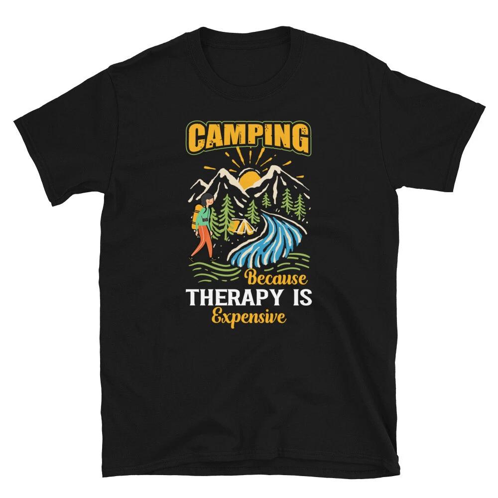 Camping Therapy Vintage Design Camping Novelty T-Shirt 4XL