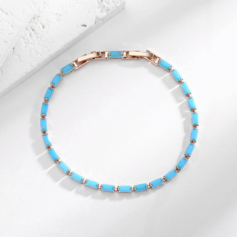 Light Luxury Blue Rectangular Turquoise Bracelet for Women – Premium Elegant Delicate Hand Jewelry