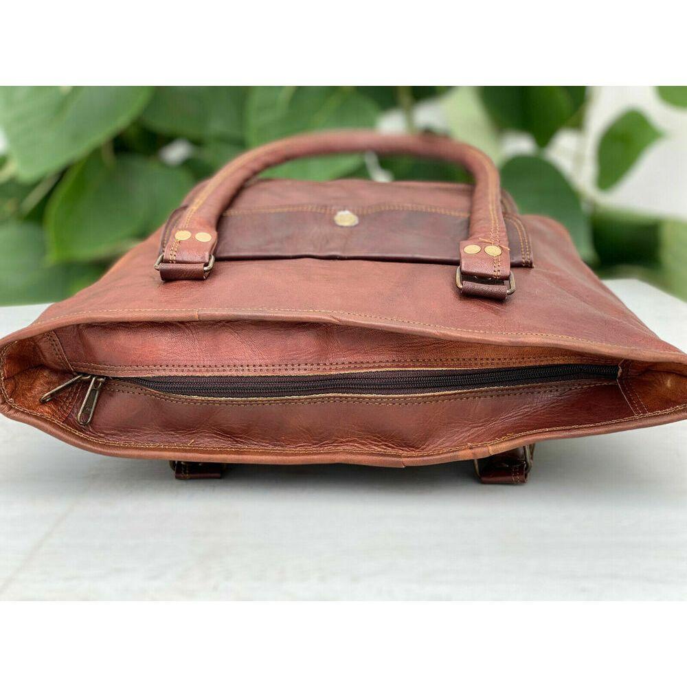 Genuine Leather Tote Shoulder Bag Lightweight Large Compartment Women Vintage
