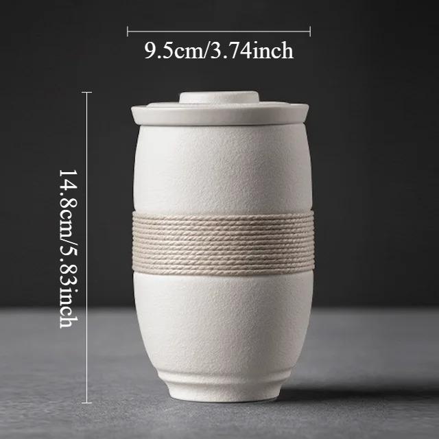 

280ml Japanese Style Teacup Water Separation Cup Home Office Travel Portable Ceramic Tea with Filter and Lid Drinkware 280ml белый