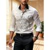 Men's Contrasting Baroque Printed Long Sleeved Shirt, Slim Fit Collar Shirt, European and American Party Trend Men's Top