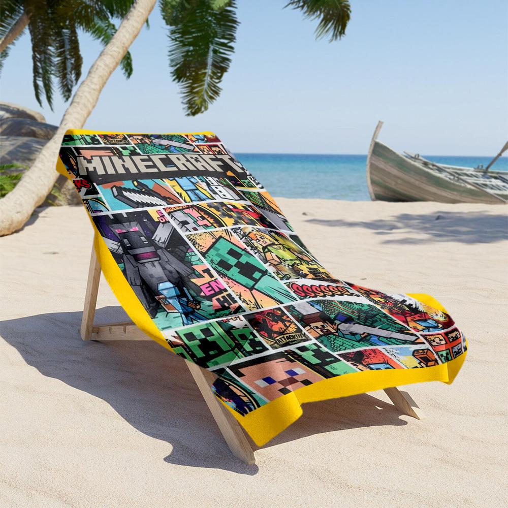 Minecraft Beach Towel Quick-Dry Soft Microfiber Comfortable Lightweight Portable for Swimming,Beach,Camping, Travel, Beach Accessories,Gym
