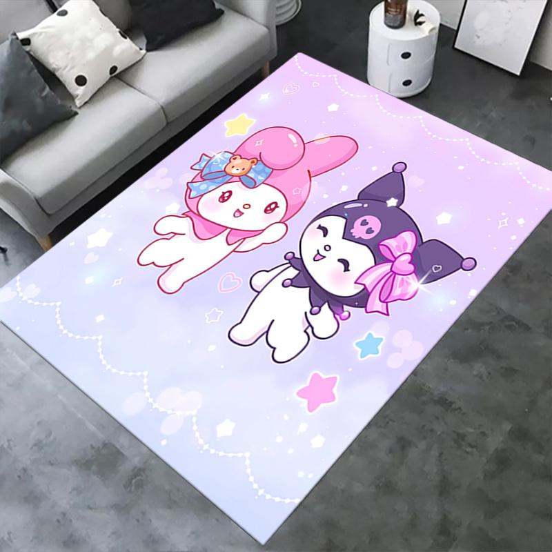 Office Rug My Melody, Kuromi Anti-Slip Rug, Machine Washable for Living Room, Bedroom, Office, Multiple Sizes, Bedroom Mat, Decorative Mat, Durable Ma