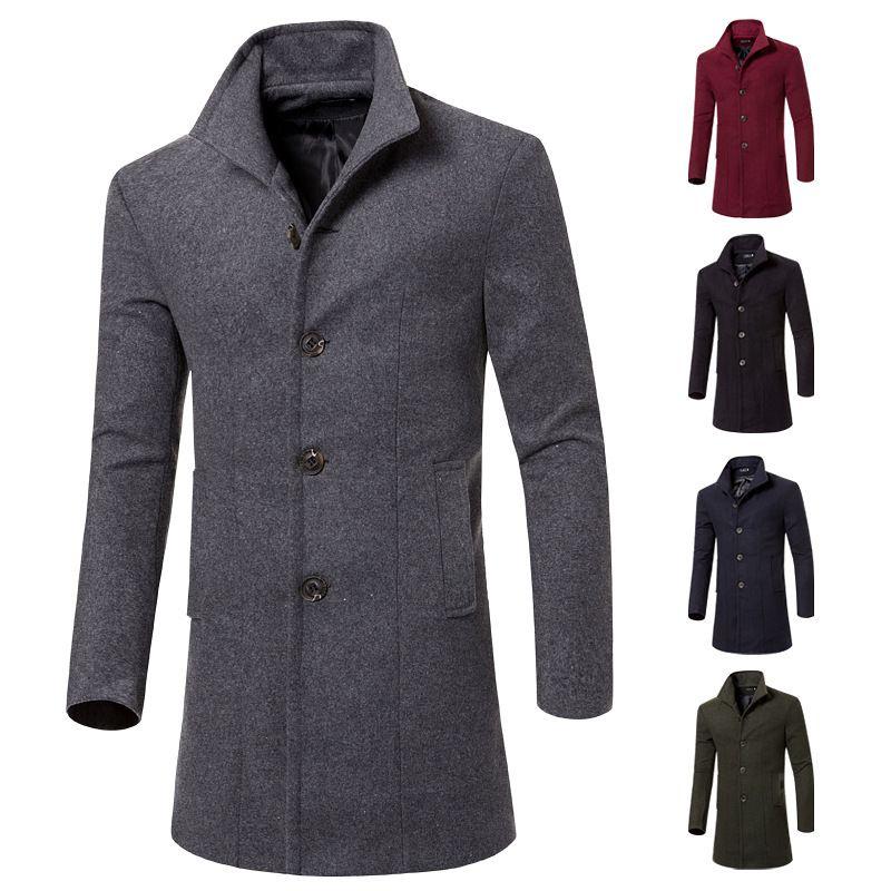 Luxurious Trench Coat Fashion Men's Jacket Winter Warm Wool Coat Outwear Long Overcoat