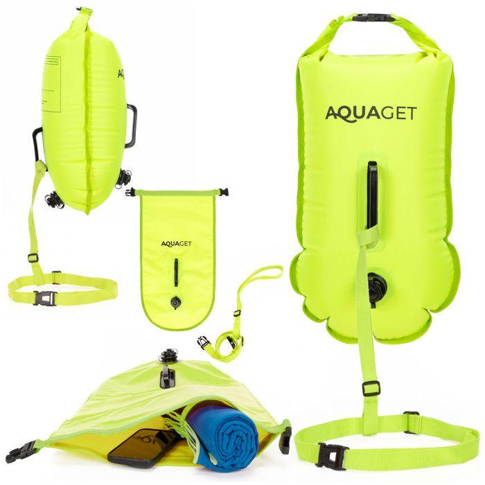 Aquaget® aufblasbare Sicherheitsboje zum Schwimmen Schwimmboje wasserdichte Tasche 2in1