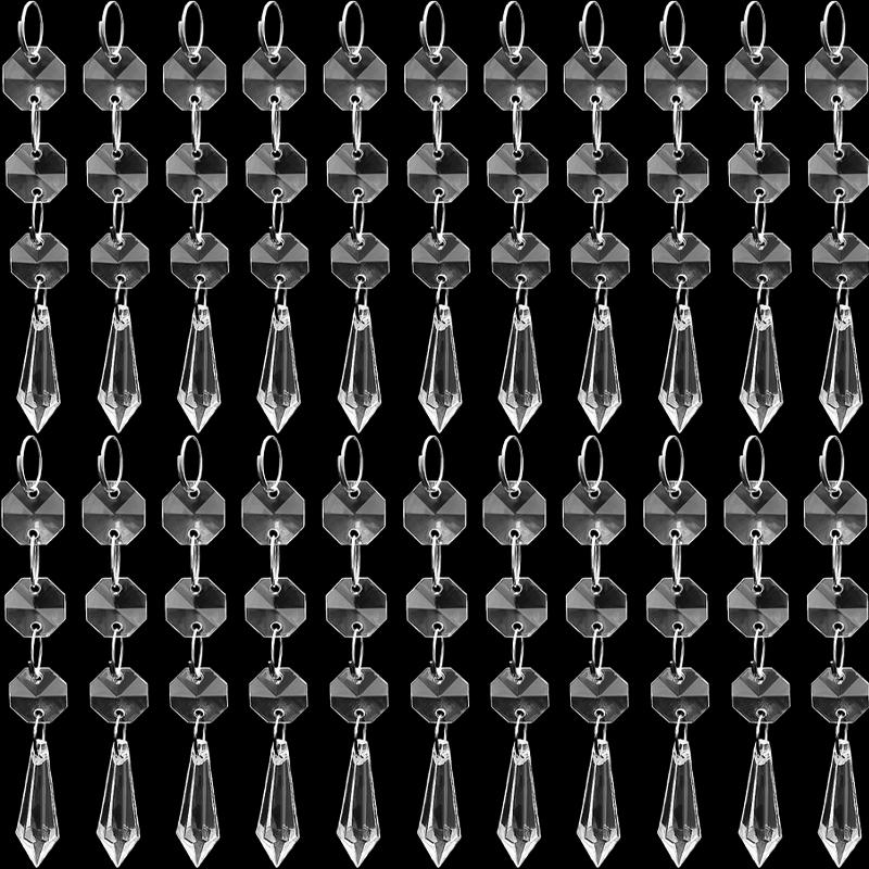 5/60pcs Christmas Crystal Ornament Xmas Tree Decoration Transparent Ice Strip Snowflakes Water Drop Hanging Pendants Party Beads