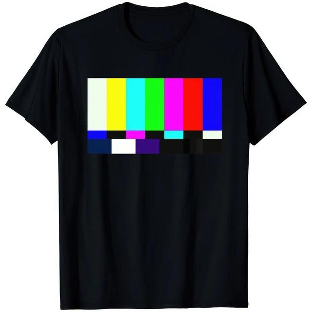 Retro TV Colour Bars Test Pattern Vintage Television Graphic TShirt S