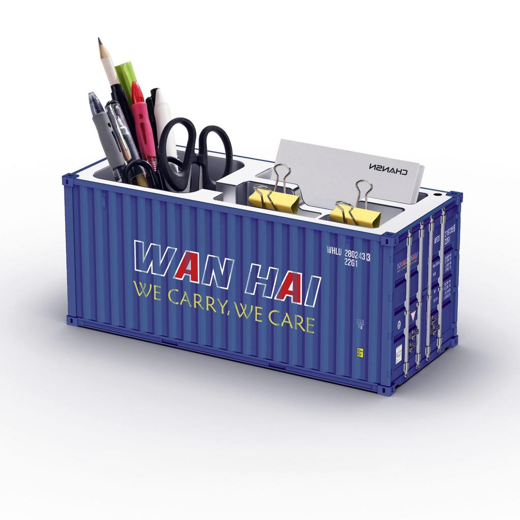 Simulated Ocean Freight Container Model Pen Holder Storage Box New Plastic Storage Box Desktop Storage Rack