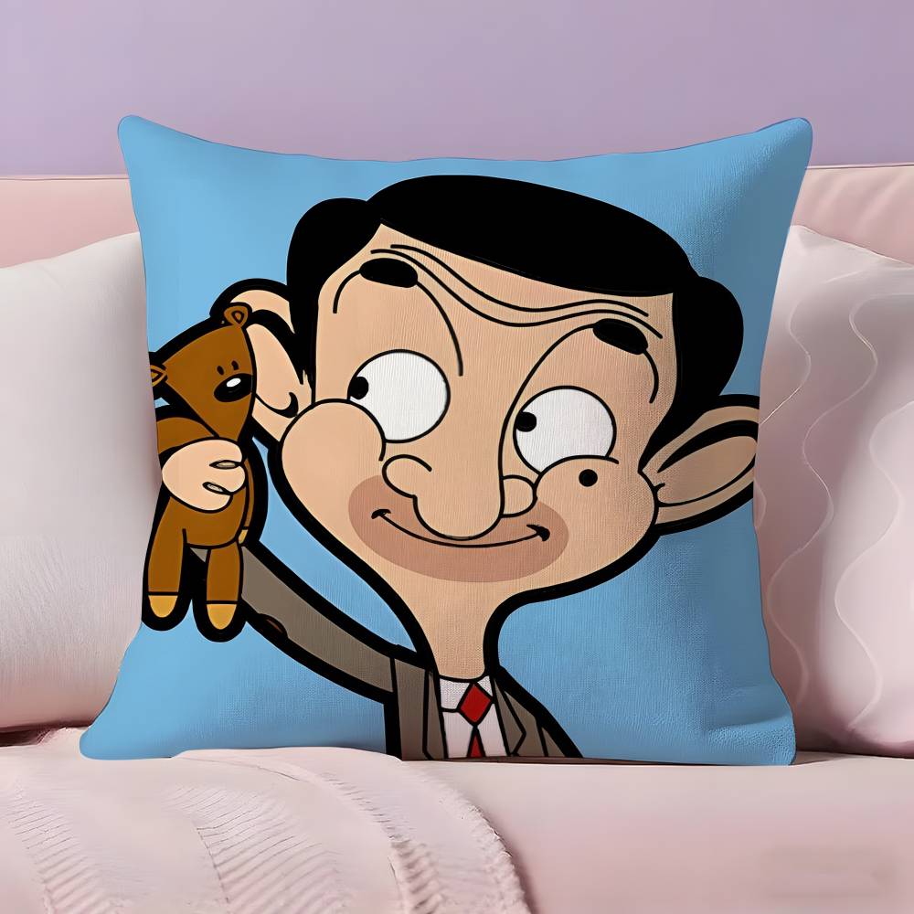 

M-Mr BeanS Cartoon Pillow Case Pillowcase Ultra Soft Skin Friendly Fabric Cloud Like Comfort & Concealed Zipper 12x12Inch