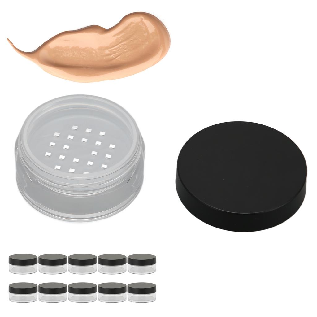 10PCS Loose Powder Jars Plastic Cosmetic Sample Containers Empty Box Circular Portable