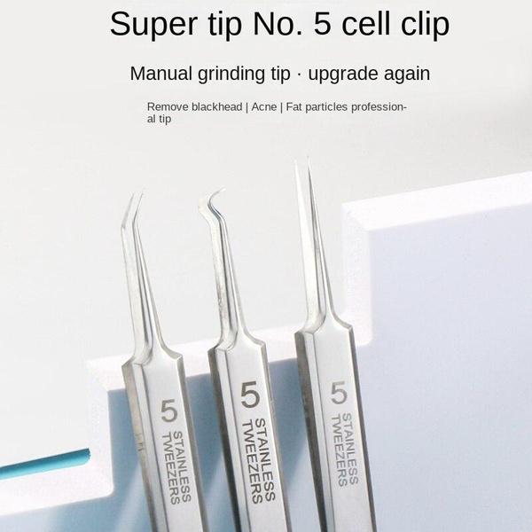 3Stk. Deutscher Ultrafein Nein. 5 Cell Pickel Blackhead Clip Pinzette Beauty Salon Special Scraping &; Schließendes Artefakt-Akne-Nadelwerkzeug