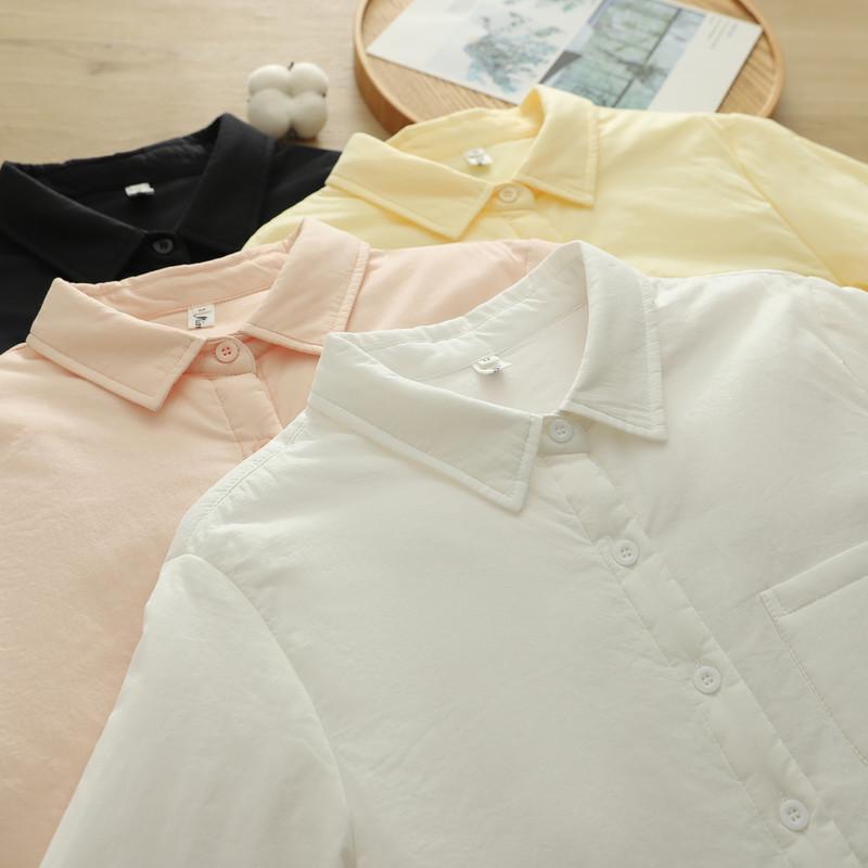 2025 Winter Japanese Style Women's Padded Long-Sleeve Warm Shirt Top