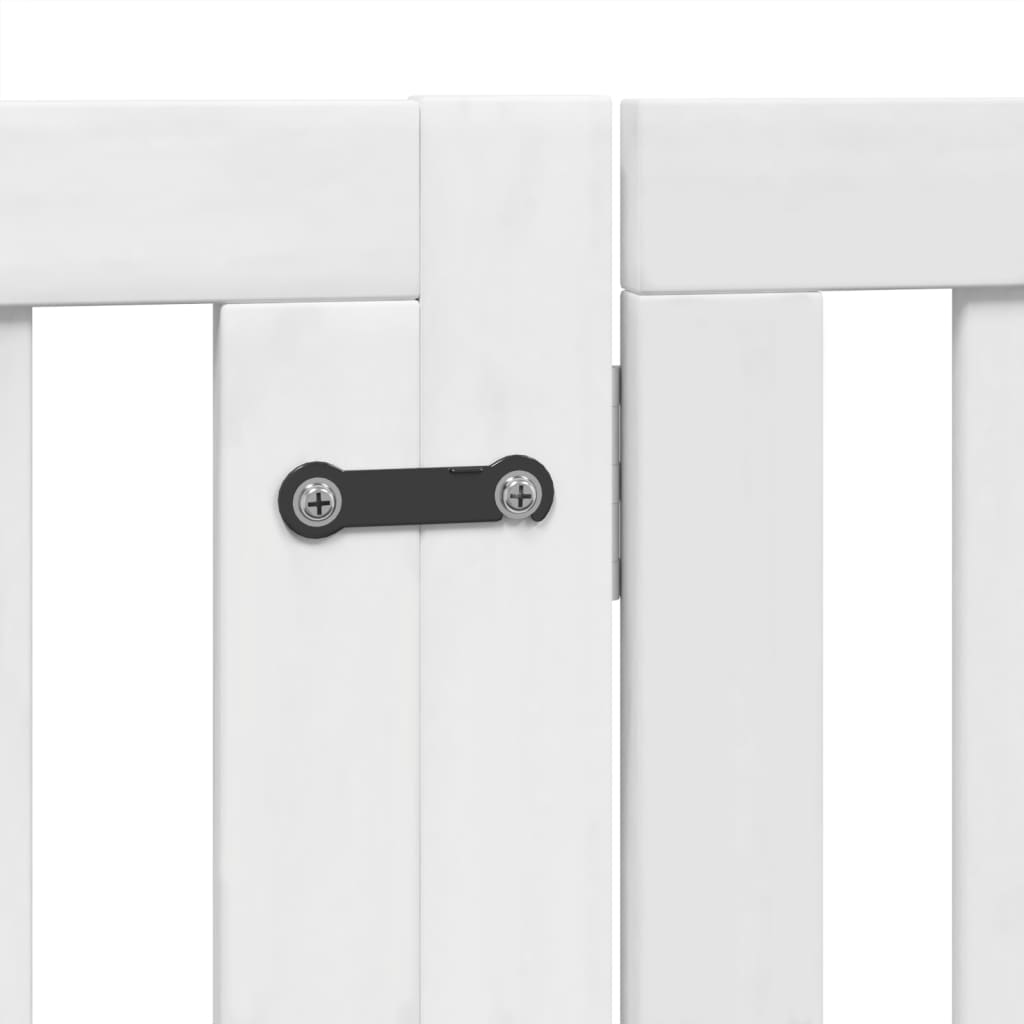 4 Piece Foldable White Dog Gate 320 cm Poplar Wood