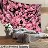 Pink Roses Tapestry Wall Hanging, Romantic Flower Garden Print, Aesthetic Wall Art Decor For Bedroom Living Room Background