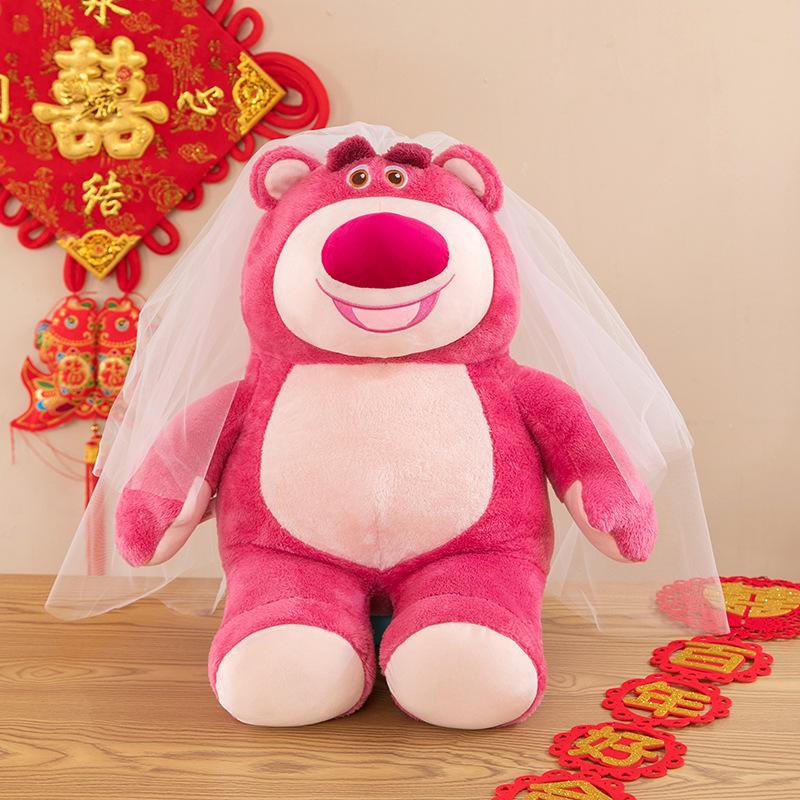 

Strawberry Bear Plush Wedding Doll - Bridal Gift & Home Decoration 40cm - 0.5kg
