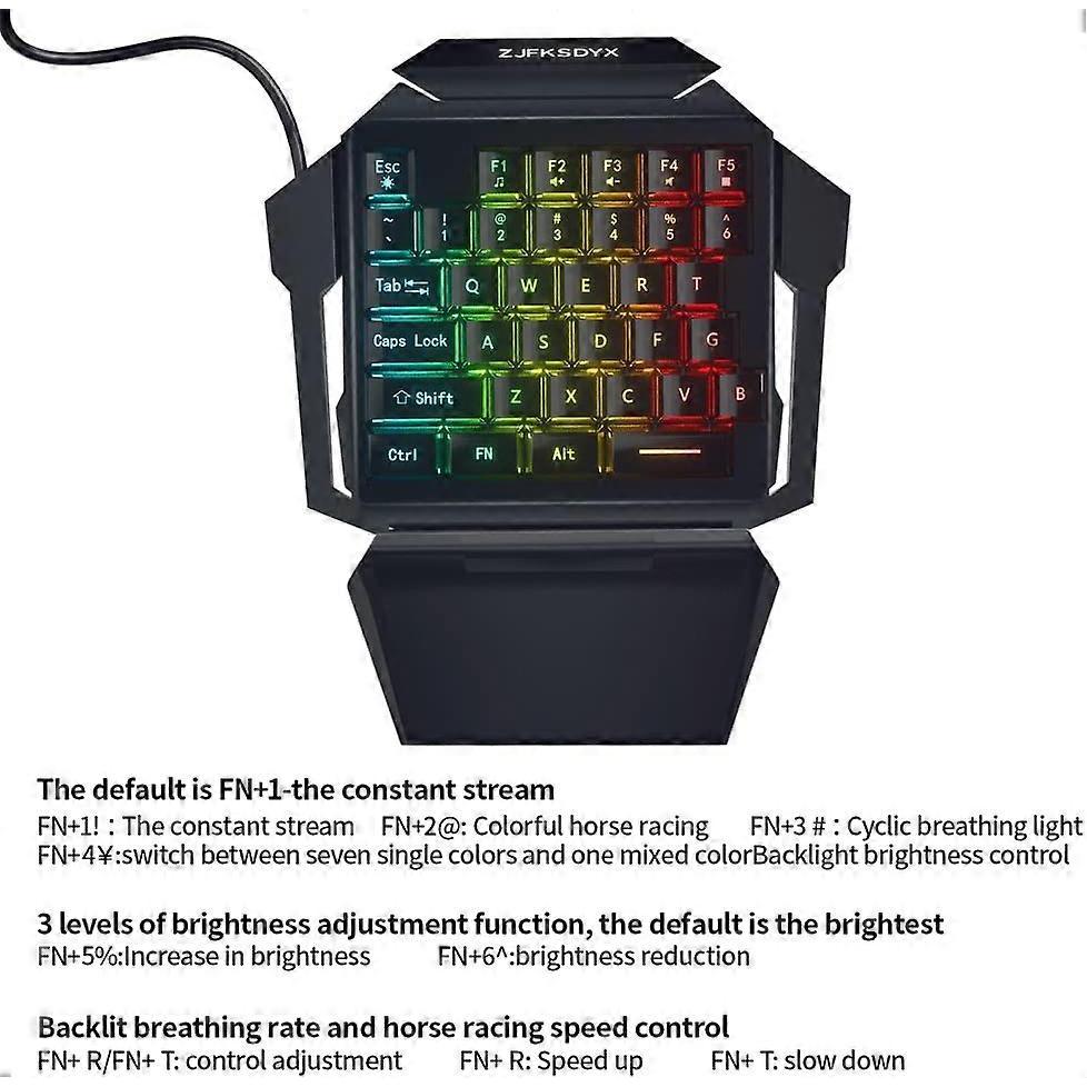 One Handed Gaming Keyboard and Mouse Combination Mini Wired RGB Backlit