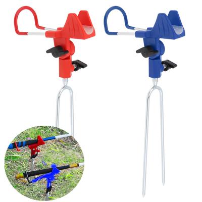 Aluminum Alloy Fishing Rod Holder for Bank Fishing Ground Support with Luminous Non-slip Mat, 360 Degree Adjustable Folding Fish Pole Stand