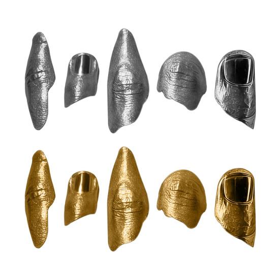 1/5Pcs No Manicure Open Ring Texture Lightweight Nail Irregular Metallic Skin Art Ring Adjustable Finger Accessory