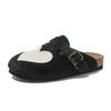Fashion Cow Print Hairy Mule Clogs Woman Brogue Heart Design Slide Sandals Ladies Fashion Brand Thick Footbed Slipper Shoes Plus Size