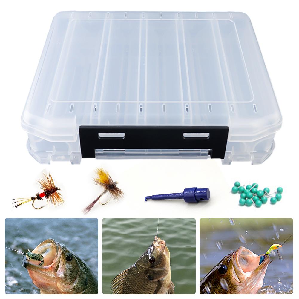 Double Sided Fishing Tackle Box 10/14/18 Compartment Fishing Lure Organizer Multifunctional Fishing Storage Case for Wobblers