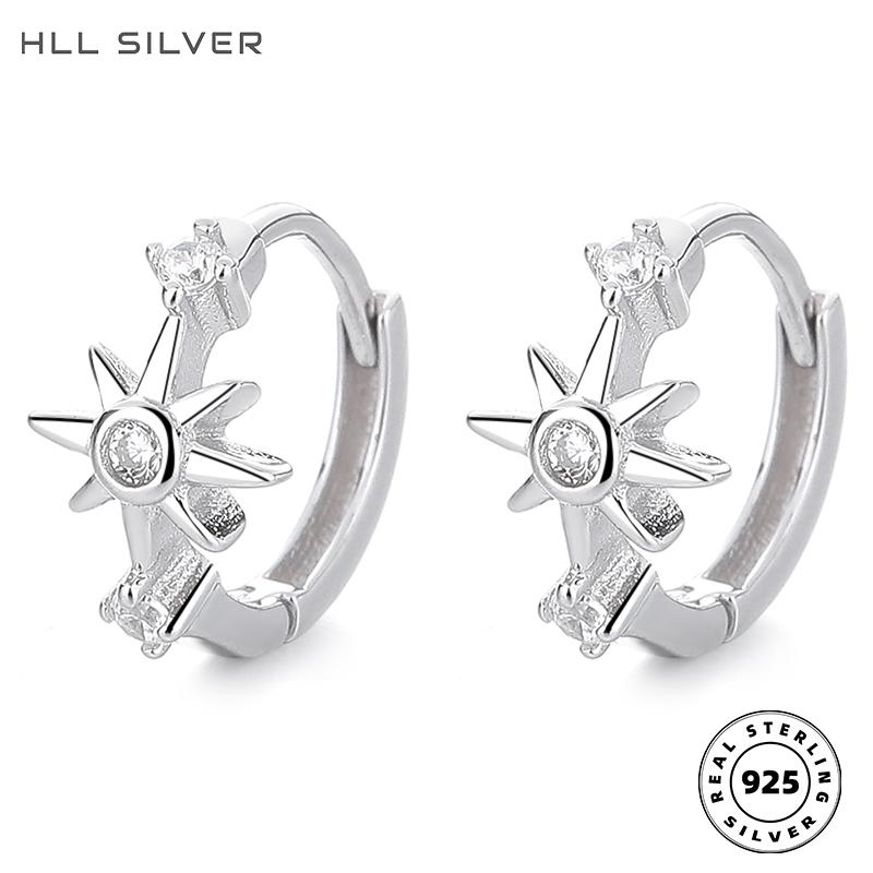 S925 Sterling Silver Star Earring 18K Gold Plated Huggie Hoop Sparkling Zircon High End Fashion Trendy Niche Design Wedding Gift