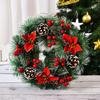 Red Christmas Wreath PVC Artificial Greenery Christmas Garland Window Door Wall Hanging Ornament Decorations Holiday Decor Gifts