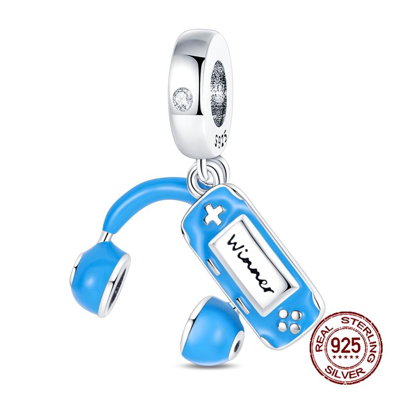 925 Silver Game Music Headphones Series Charms Fit 4MM hole diameter Beads Bracelet for Women Jewelry gift making