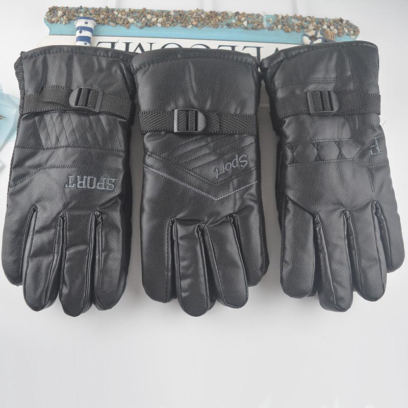 Autumn and Winter New Men's Thermal and Fleece Leather Gloves
