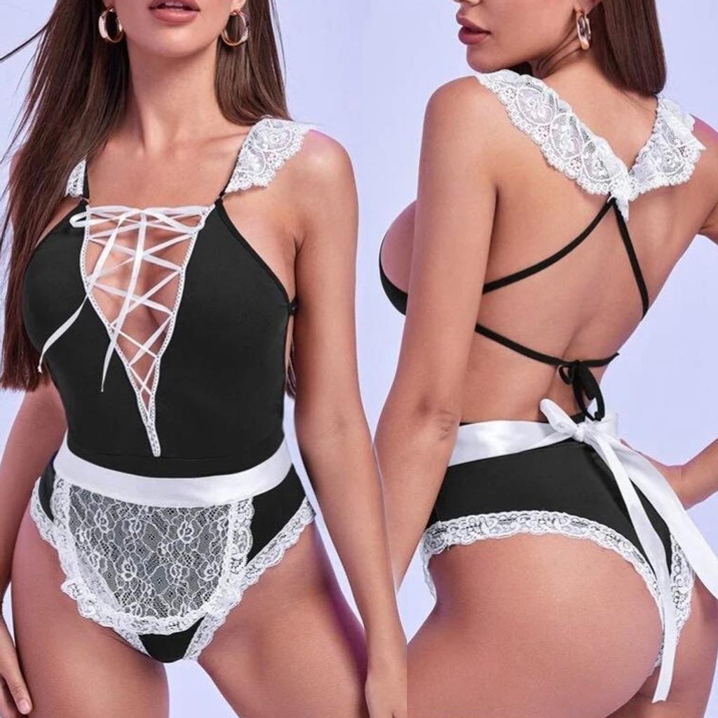Sexy Women Bandage Lingerie Backless Pajamas Bodysuit Pajamas Jumpsuit