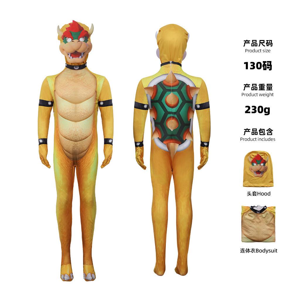 C Super Mario Kuba Bowser Halloween Funny 3D Printed Parent-Child Cos Suit Bodysuit 110cm (children)
