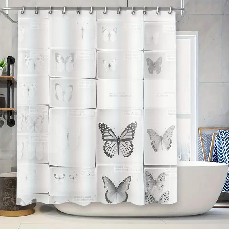 

Floral Shower Curtain Botanical Nature Flower Pattern Bathroom Decor Vintage Farmhouse Rustic Home Textile Washable Waterproof W60H190(CM)-1 Pcs