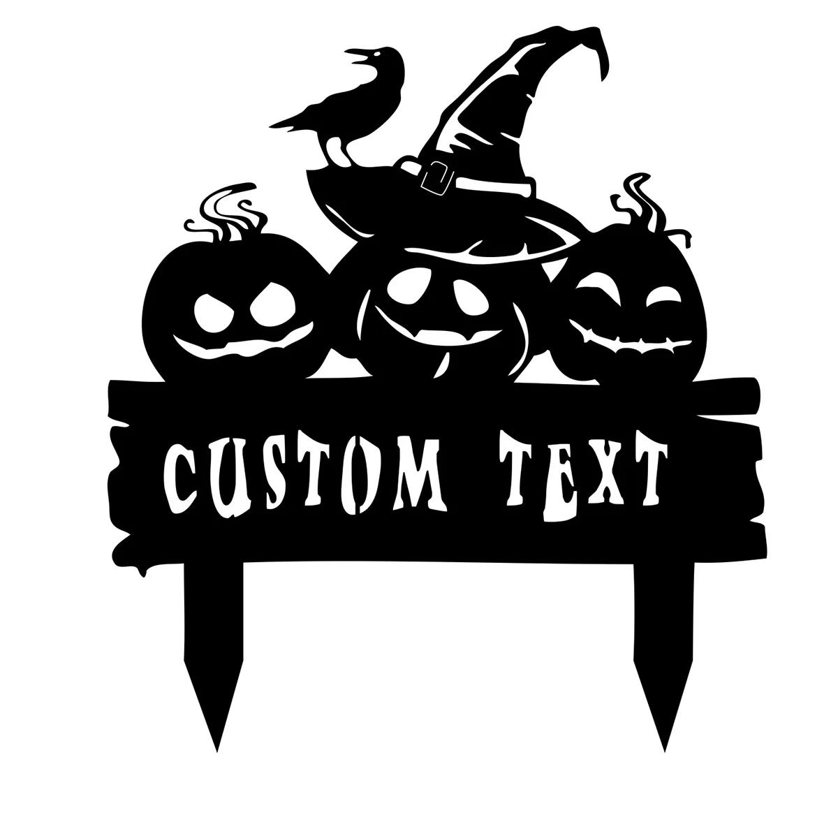 Металлический садовый штырь, Индивидуальное осеннее украшение для двора, Тыквенный знак, Декорация для улицы на День Благодарения, Сезонное украшение для газона чёрный