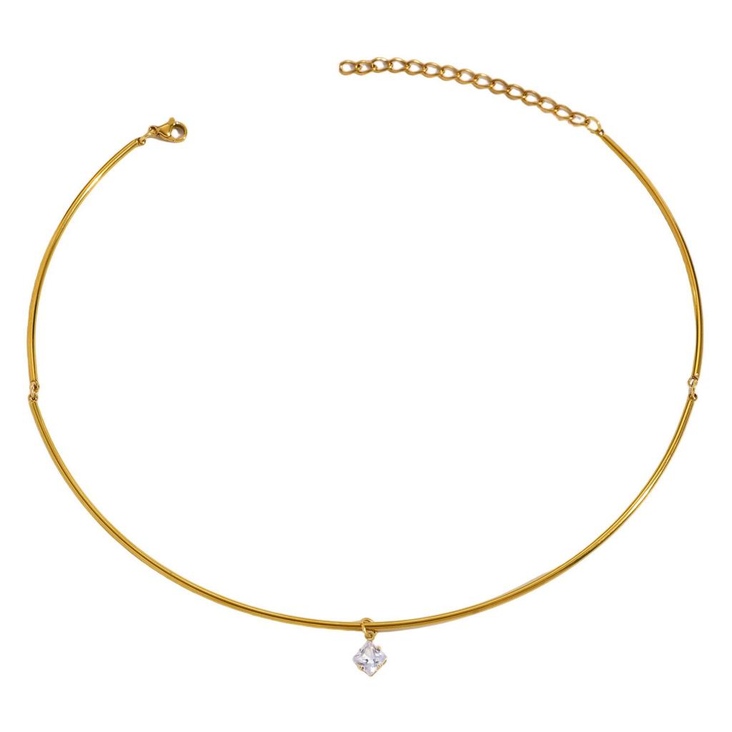 Zircon Water Drop Pendant Alloy Choker - Light Luxury Diamond-Inlaid Clavicle Chain