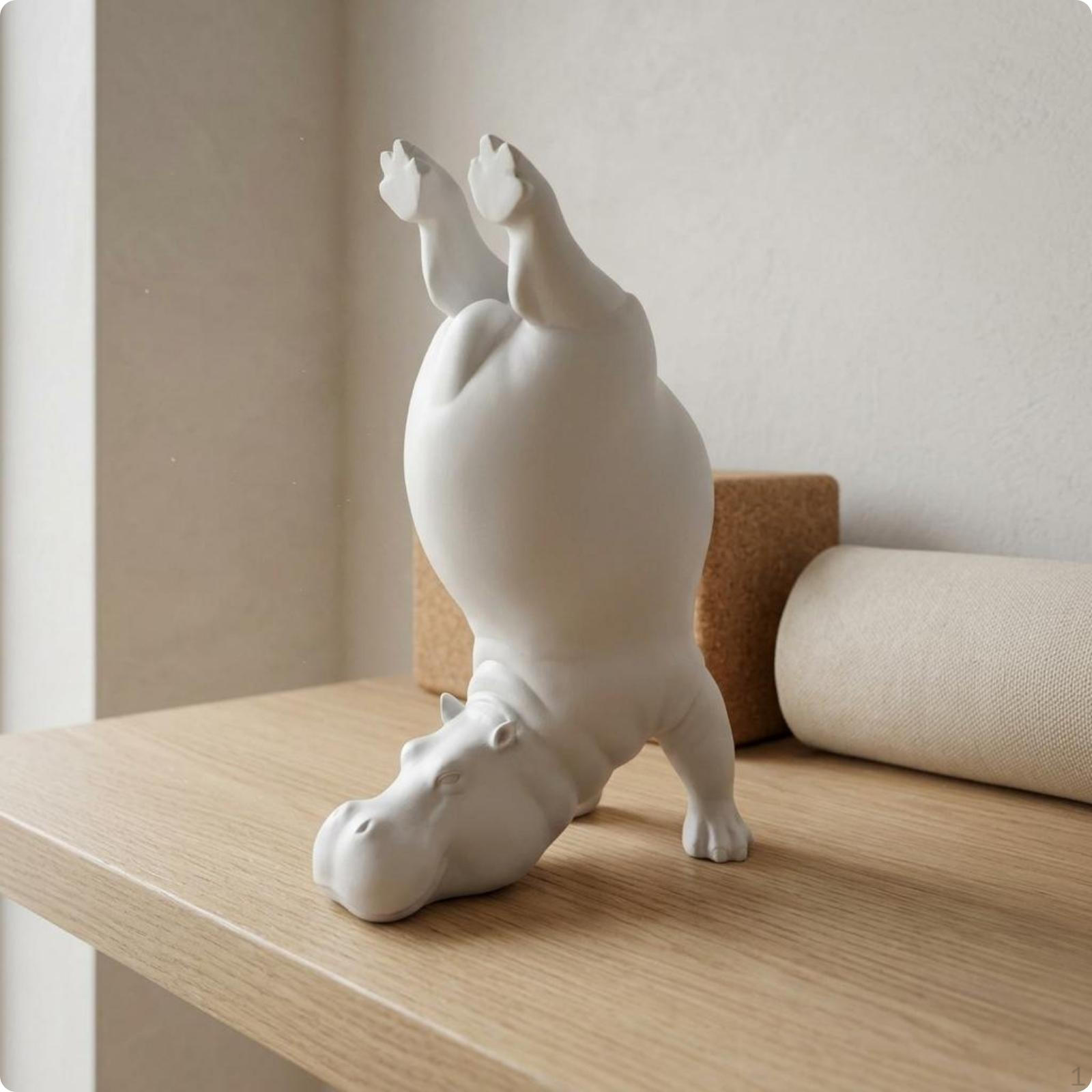 Resin Hippo Statue Smooth Hippopotamus Figurine Decorative Matte Ornament for Living Room, Gym