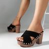 Summer Women Sandals Square High Heel Platform Casual Rivet Pumps Peep Toe Female Elegant Ladies Shoes