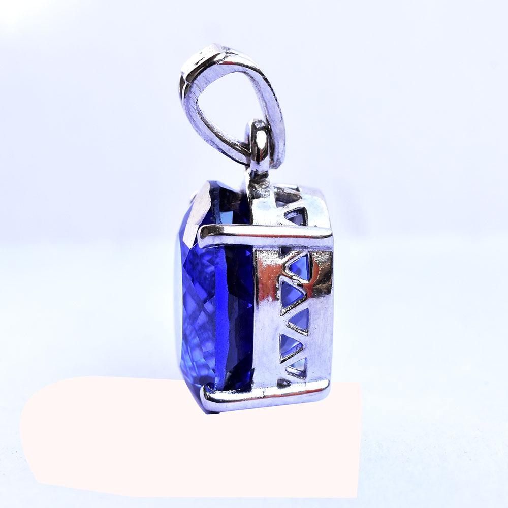 NATURAL Blue Sapphire 18 Ct CERTIFIED 925 Sterling Silver Oval Gemstone Pendant