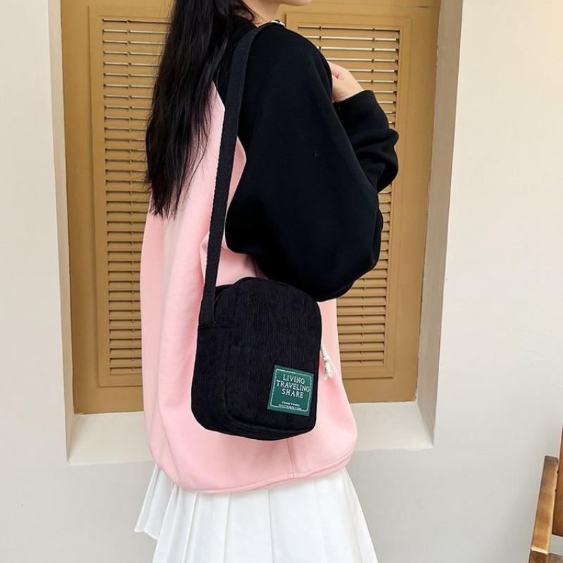 New retro versatile corduroy women's bag corduroy cloth bag striped shoulder messenger bag