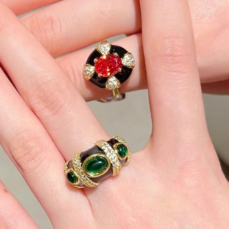 Exquisite Gothic Style Ruby Designed Crystal Ring For Women Adjustable Size Fashion Jewelry