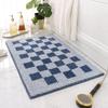 Inyahome Black and White Checkered Bath Mat Plush Microfiber Absorbent Bathroom Rugs Luxury Machine Washable Indoor Doormat Rugs
