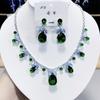 Luxury Waterdrop Pendant Jewelry Set Earring Pink Necklace For Women Bridal Wedding Exquisite Fashion Zircon Party Banquet Gift
