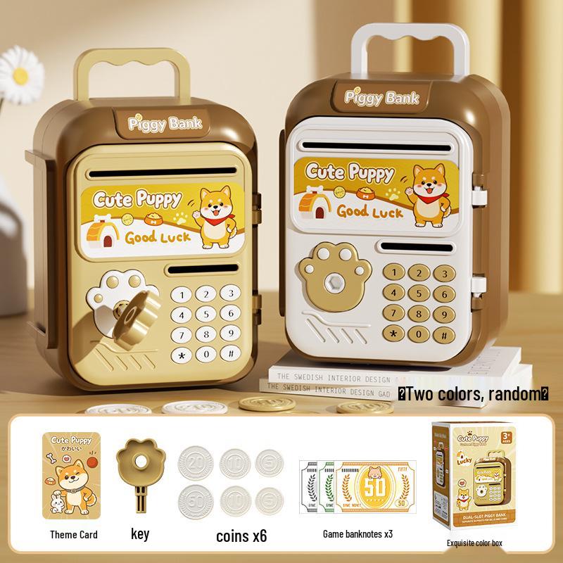 Smart Piggy Bank: Automatic Money Rolling, Fingerprint Lock, Sound & Light Features for Kids